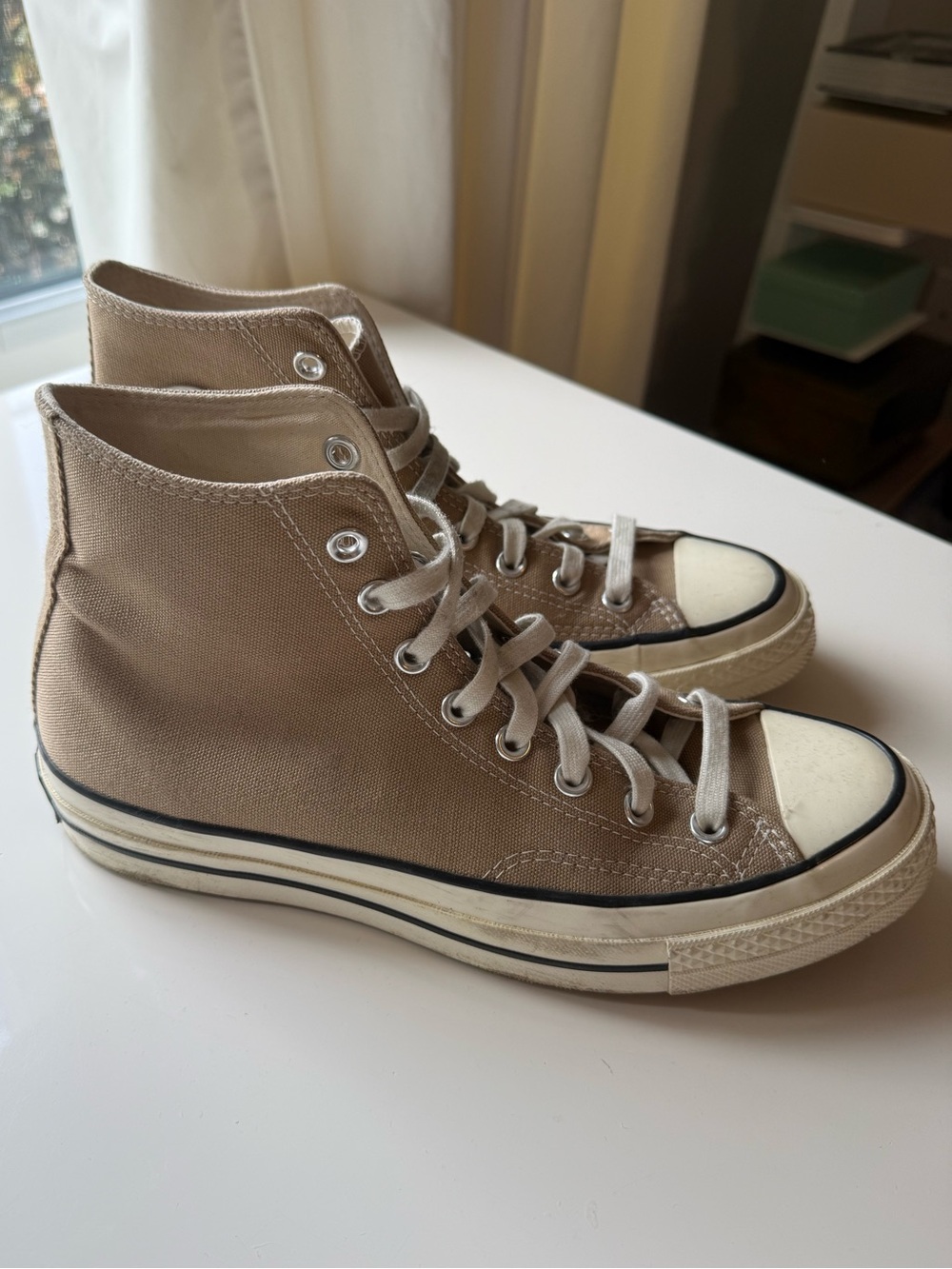 Classic High-Top Canvas Converse in Beige